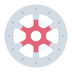 Obraz premium disc brake flat icon. stopping system. wheel safety. motorcycle repair.