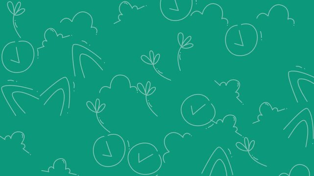 Teal Abstract Doodle Pattern Background Loop.