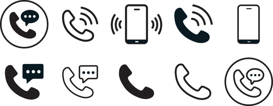 Call icon set, professional vector illustration of phone handset and communication symbols.