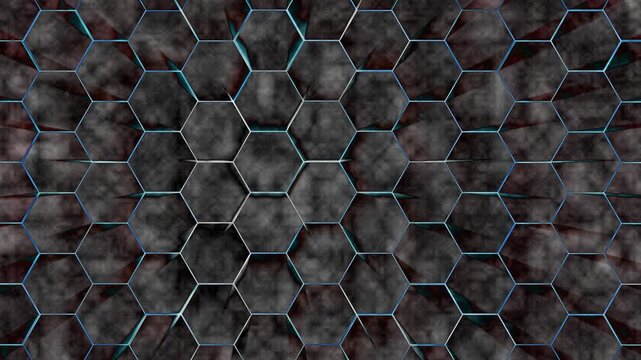 Digital hexagon dimension moving wire protection light burst and center moving to change position liquid nitrogen