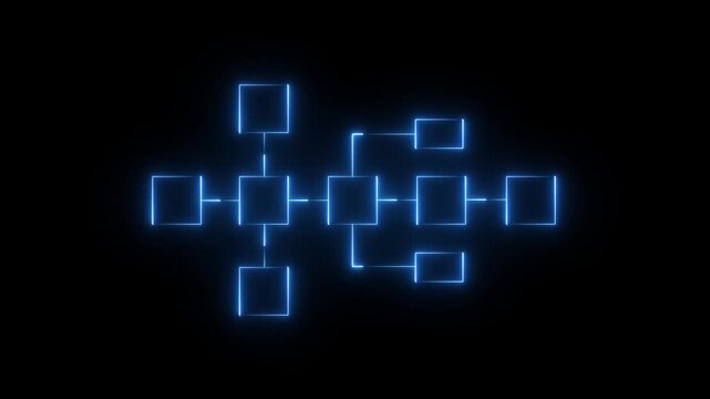 Glowing neon Data Analyst working in Business Analytics and Planning Workflow Management System to make report with KPI connected to database. Corporate strategy for finance.4k video