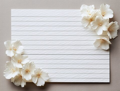 White textured paper with lined pattern and elegant floral borders