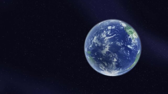 Beautiful 3d earth planet animation. Space World planet satellite Stars galaxy black background 4k.
