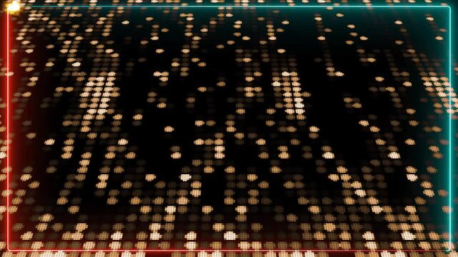 Particles ball dance rhythm abstract brown color spot light energy fast blink texture with red blue laser border background