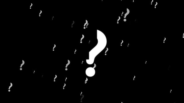 Abstract Background with Floating White Question Marks on Black Canvas for Creative Concepts