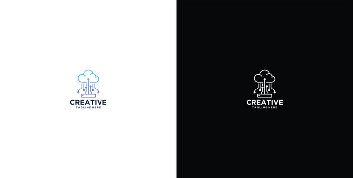 smart cloud modern technology design logo