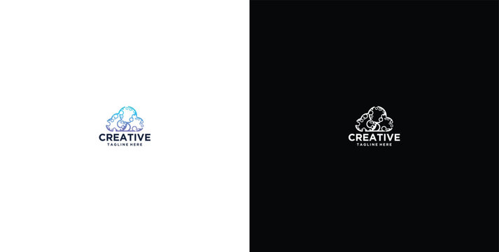 smart cloud modern technology design logo