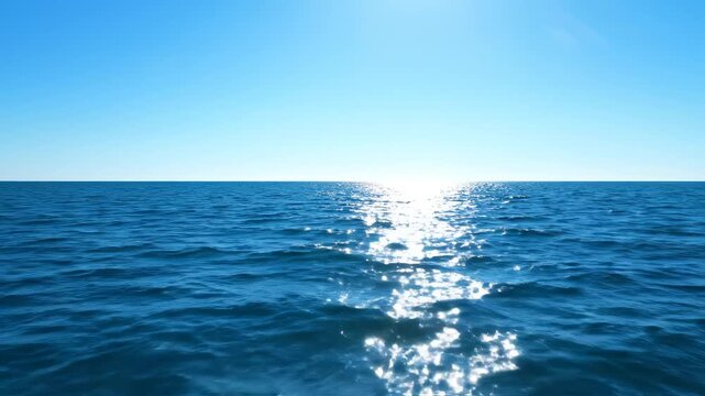 Ocean horizon under clear sky for environmental projects, nature documentaries, and commercials