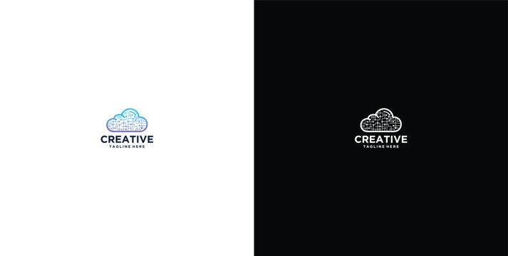 smart cloud modern technology design logo