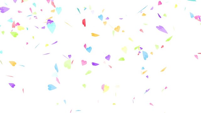 Rainbow sakura leaves fall down on the white screen