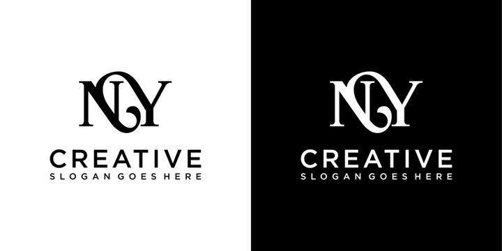 NY or YN initial letter logo design vector template