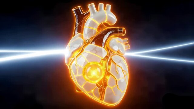 3D Mechanical Heart Core - White Porcelain & Imperial Jade - Futuristic AI Engine & Biotech Asset - Isolated on Black Void