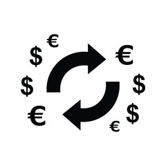 Fototapeta premium Financial concept with dollar and euro currency exchange symbol, illustrating global money transfer and economy.