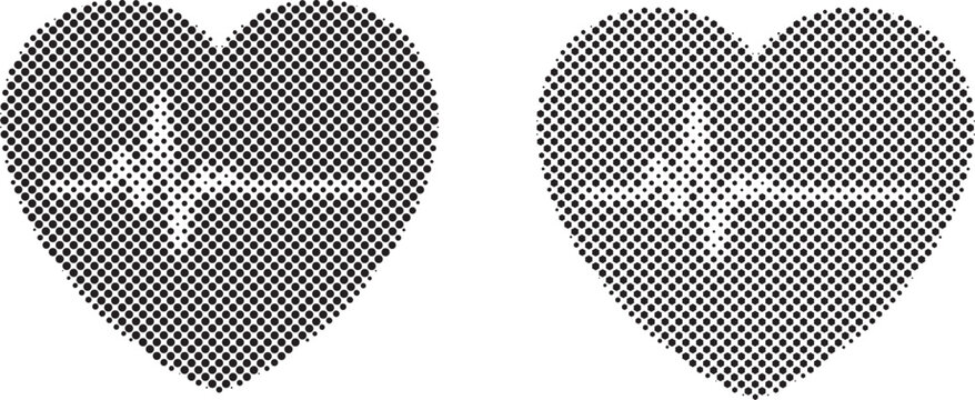 World Health Day Heart and Pulse Silhouette with Halftone Dot Effect