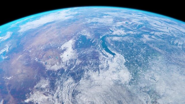 Seamless loop footage of planet earth 3D planets orbital rotation with day night transition