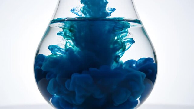 Blue ink dispersing in water for commercial backgrounds, digital design, and advertising