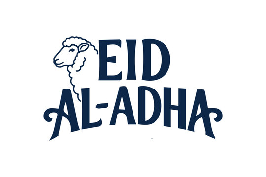 Eid Al-Adha Greeting Card Design with Sheep Illustration and Creative Typography