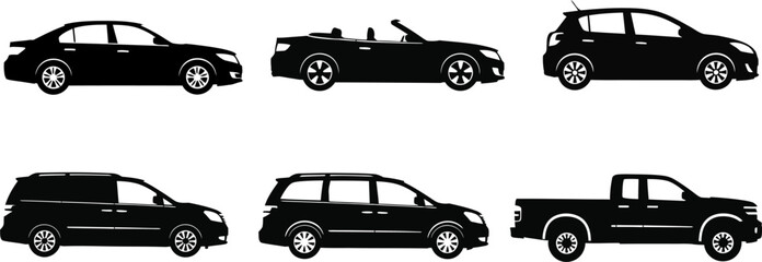 Car vehicle transport silhouette vector set © hafsa