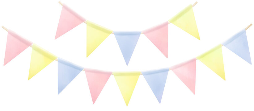 Pastel bunting clipart Flag garland Transparent background