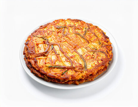 음식-한식-전-김치전-채소전-부침개-김치 부침개-지짐이-김치를 썰어 넣고 부친 전-접시