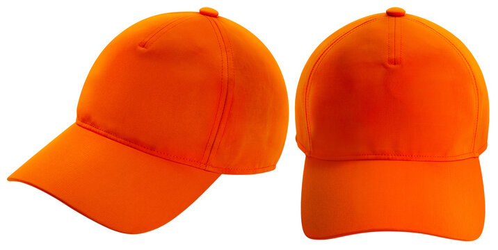 Orange Cap hat isolated on white background, Baseball Cap on White Background With clipping path.PNG file.