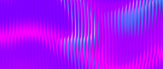 Obraz premium Vibrant purple magenta and cyan abstract background with flowing silk metallic texture and smooth vertical ribbed glass for web
