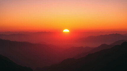 Fototapeta premium Epic Mountain Landscape at Sunset with Orange Purple Sky