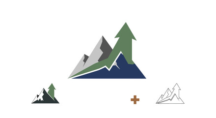 A clean, modern graphic of a mountain peak against a white background. Evokes a sense of ambition, challenge, and reaching new heights – perfect for b © Atmojo