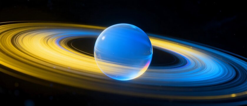 Uranus with Rings in Space