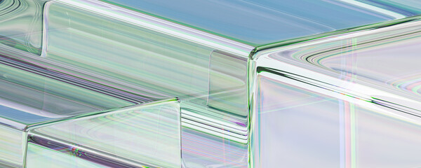 abstract transparent glass crystal background light dispersion rainbow colors refraction prism texture macro bright shiny surface graphic design layout template. 3d rendering © Celt Studio