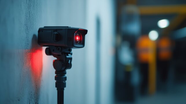 Surveillance technology monitoring activity urban environment image of security camera industrial setting close-up view safety concept