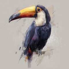 Obraz premium Vibrant toucan bird digital painting with broad brushstrokes