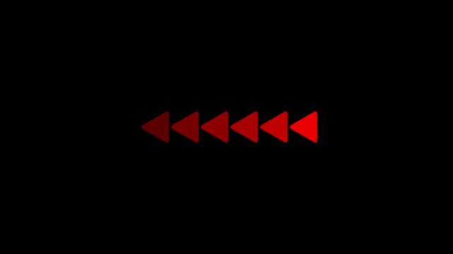 Minimal Rewind Icon Animation on Black Background 4k .