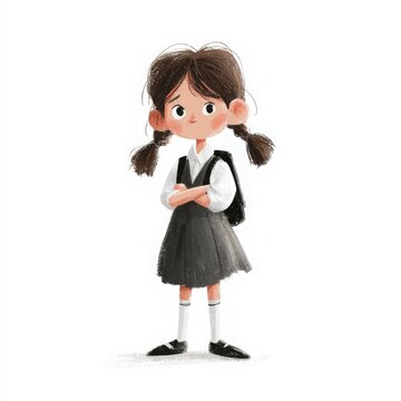 School girl student standing with backpack