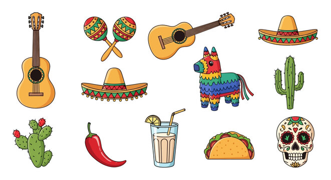 Mexican Fiesta Party Symbols.