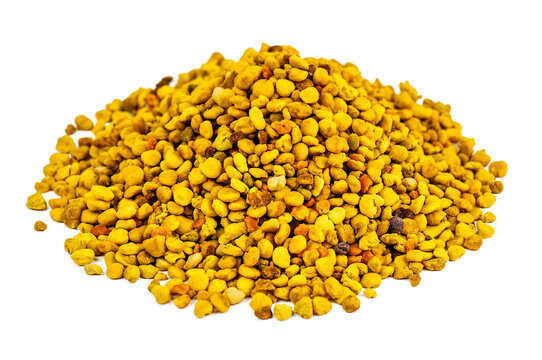 Fresh organic bee pollen on white background