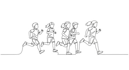 Line Art Animation of Children Running in a Race. © Box