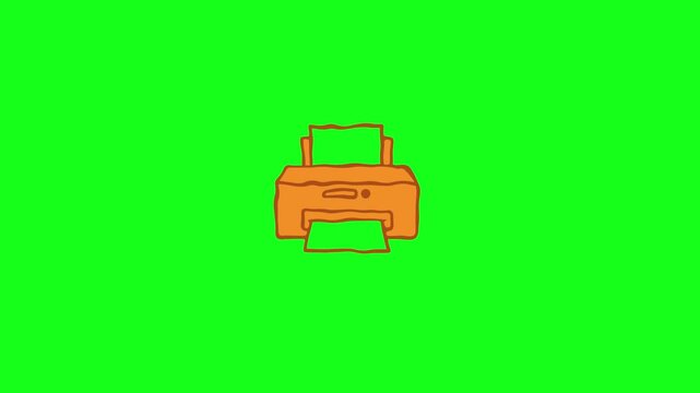 Cartoon printer animation for office workflow videos and printing business, suitable for stationery brands, admin tutorials, and SaaS tools on green screen