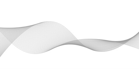 Fototapeta premium Abstract wave element for design. Digital frequency track equalizer. Stylized line art background. Vector illustration. Wave with lines created using blend tool. Curved wavy line, smooth stripe.