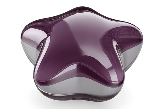 A shiny purple object with a unique abstract shape and design