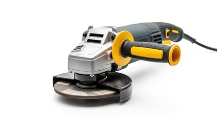 Naklejka premium Angle grinder tool on white background for construction and industry use