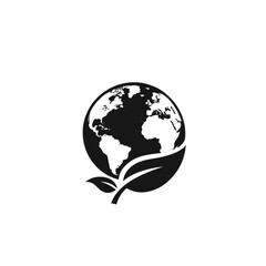 Obraz premium Earth globe with leaf icon, eco friendly concept, minimal line art vector, clean design, isolated on white background