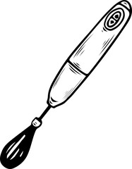 Obraz premium Immersion Hand Blender Stick Blender Sketch Drawing Kitchen Tool Cooking Equipment Vector Illustration