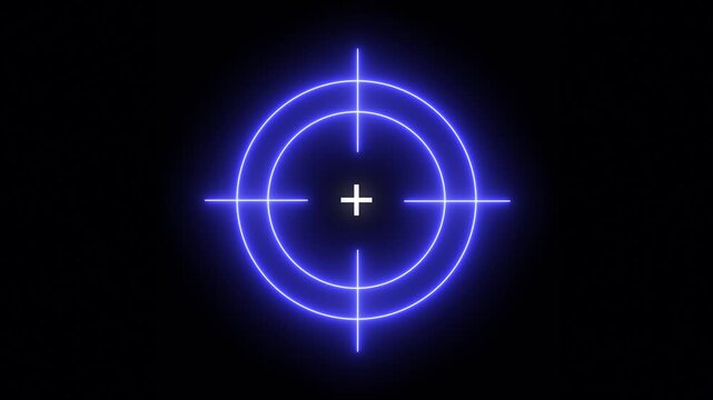 Glowing neon target icon animation. Military training , Military target icon animation .Crosshair, gun aim, sniper target, bullseye, hunting, target audience. 4k video
