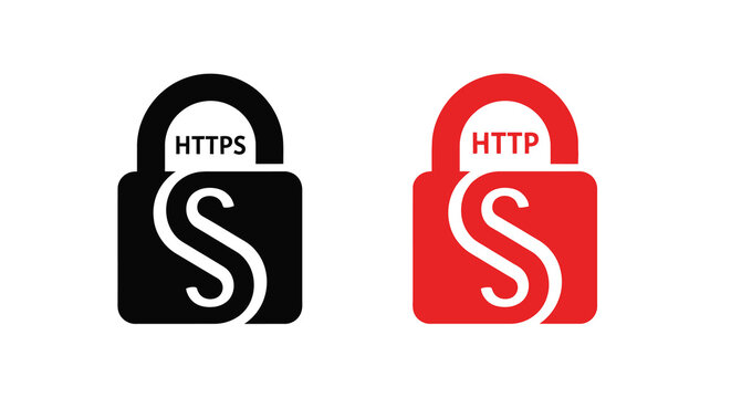 Https versus http security padlock icons demonstrate safe and unsafe connections