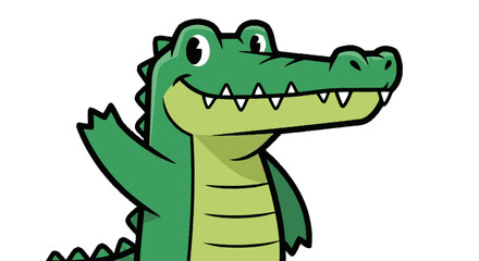 Obraz premium Cartoon alligator waving isolated on white background smiling and friendly