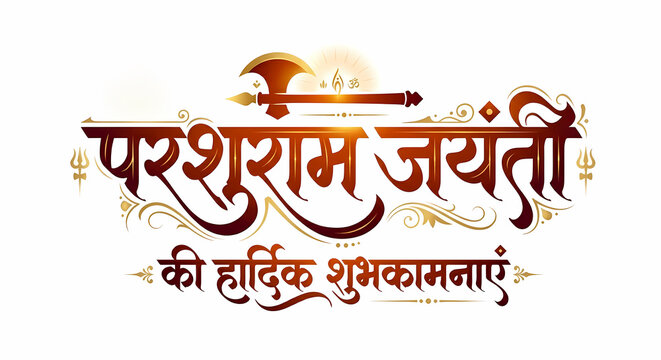 Parshuram Jayanti greeting card concept with Hindi calligraphy and traditional hindu festive design background
