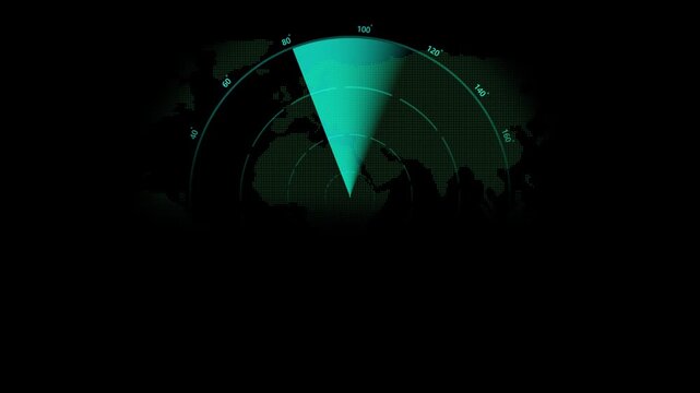 Modern submarine radar sonar with object on map. sweeping radar graphic showing an approaching "blip" on the display. 4k animation on transparent background.