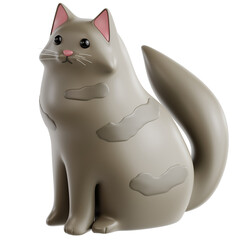 3D Rendering of a Fluffy Cat Sitting © Eklip