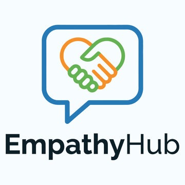 Empathy logo with handshake inside speech bubble for counseling support and social connection